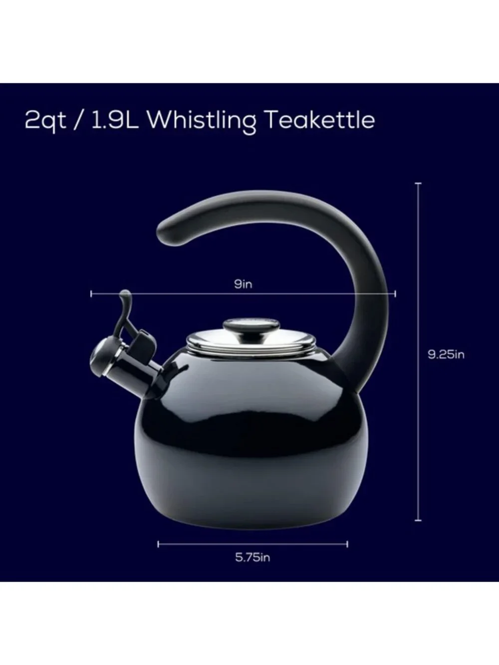 Black Whistling Tea kettle 2-Quart Stainless Steel with Flip-Up Spout Stovetop